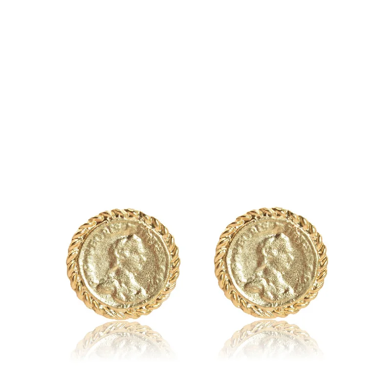 Oval Stud Earrings for Grace -Coin Stud Earrings