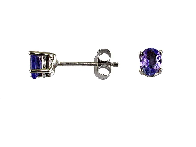 Stud Earrings for Wedding Ceremony -Oval Tanzanite Stud Earrings