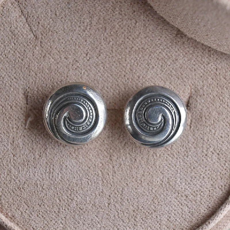 Stud Earrings with Enamel -Patterned Swirl Stud Earrings