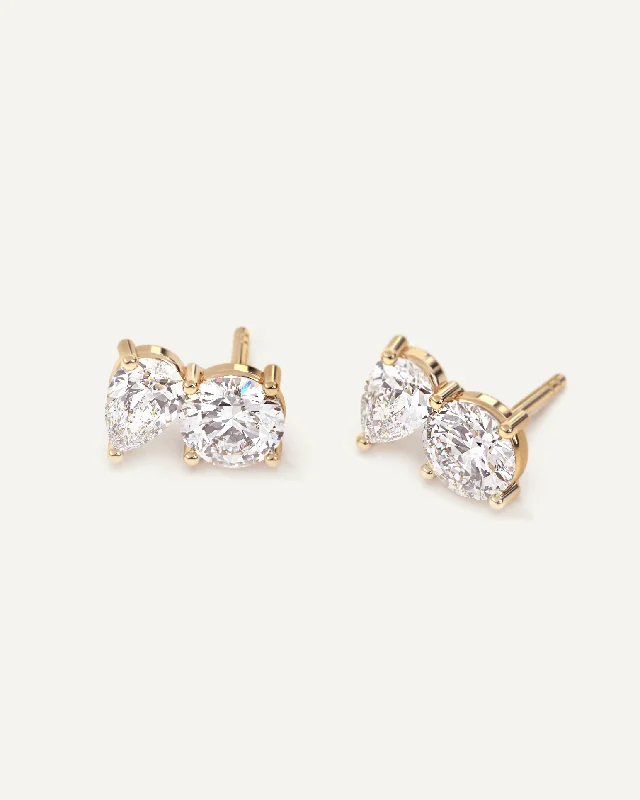 Heavy Duty Stud Earrings for Durability -Toi Et Moi Diamond Stud Earrings