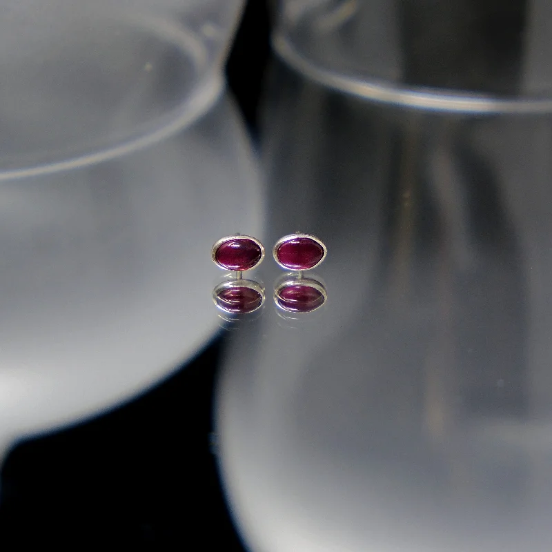 Stud Earrings with Gemstones and Beads -Pink Tourmaline  Stud Earrings