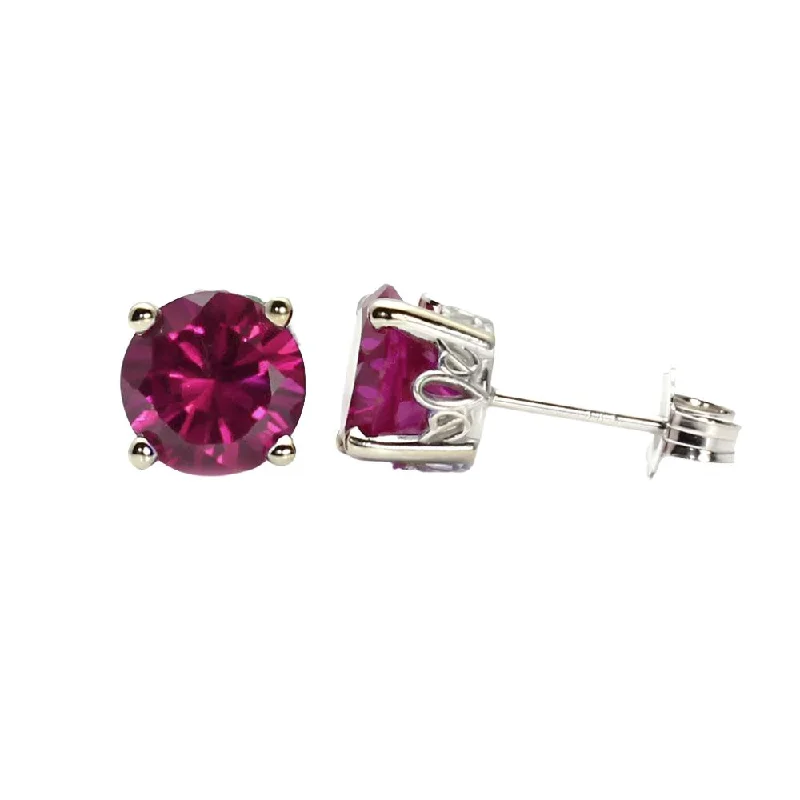 Stud Earrings for Travel Look -Rhodolite Garnet Stud Earrings in 14K Gold Floral Posts