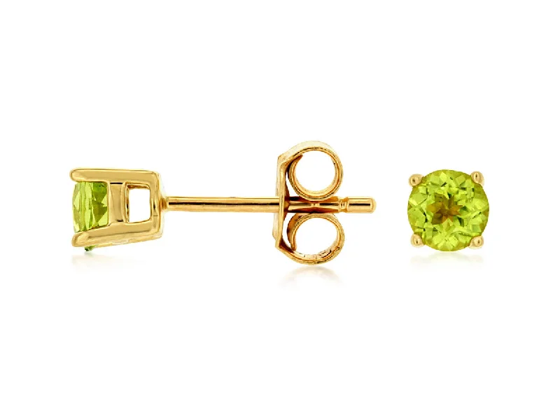 Stud Earrings for Anniversary -Round Peridot Stud Earrings