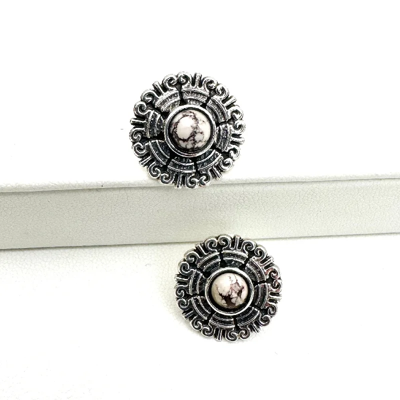 Magnetic Closure Stud Earrings for Easy -Sacred Sun Stud Earrings - Wild Horse