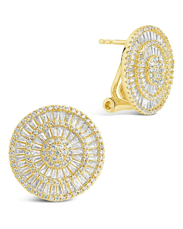 Ethnic Stud Earrings with Tribal Design -Sandy CZ Circle Stud Earrings