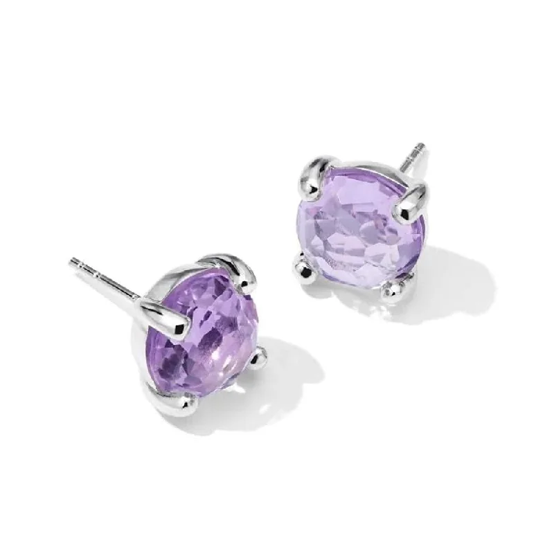 Floral Stud Earrings with Petals -Amethyst Rock Candy Mini Stud Earrings