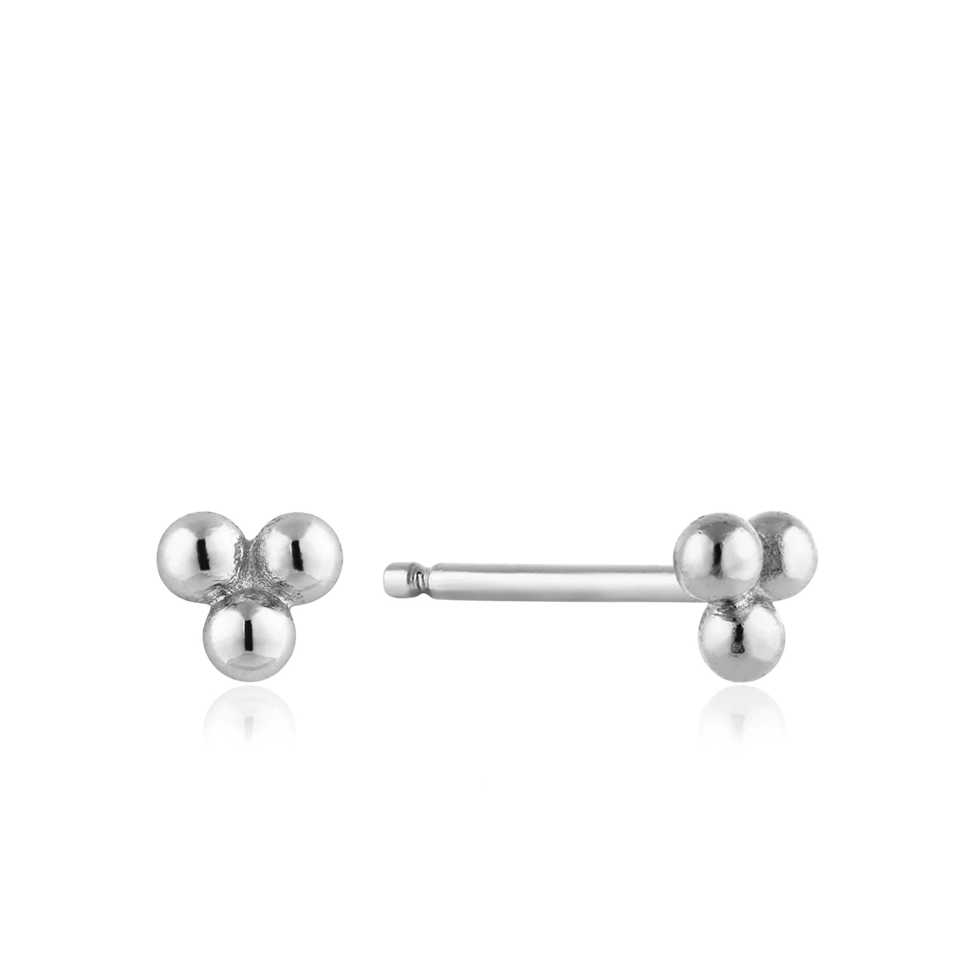 Stud Earrings with Star Motifs -Silver Modern Triple Ball Stud Earrings in Sterling Silver