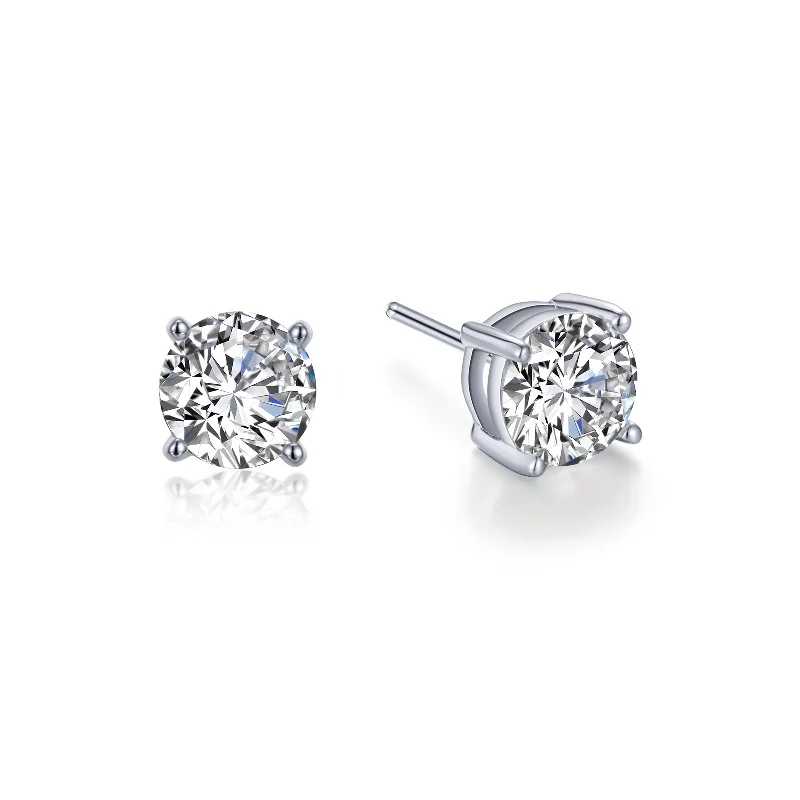 Stud Earrings for Christmas Party -Simulated Solitaire Stud Earrings in Sterling Silver