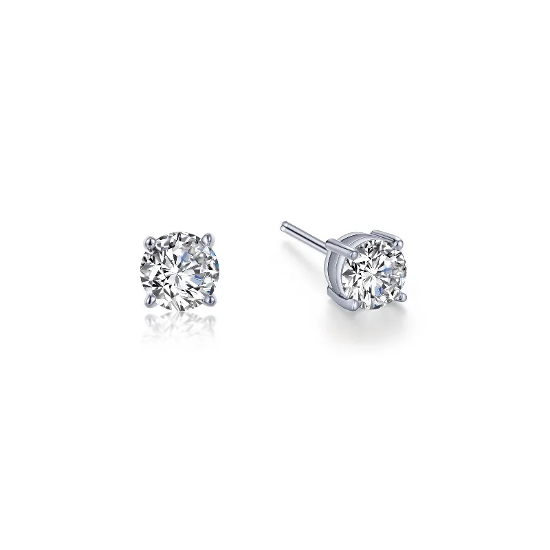 Stud Earrings for Graduation Day -Simulated Solitaire Stud Earrings in Sterling Silver