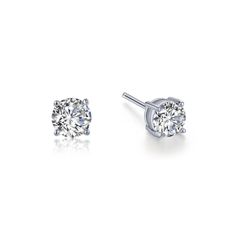 Stud Earrings for Valentine's Day -Simulated Solitaire Stud Earrings in Sterling Silver