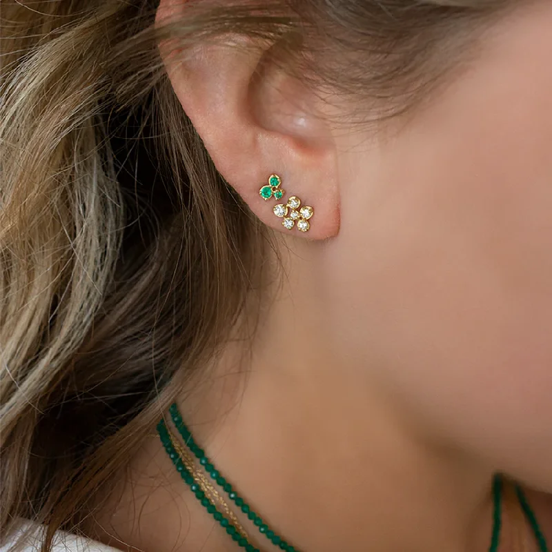 Stud Earrings with Textured Surface -Small Flower Cluster Stud Earrings