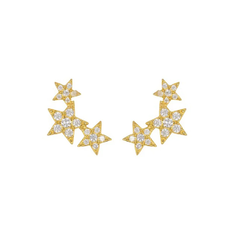 Stud Earrings with Crystals -14k Gold Plated Shooting Star Stud Earrings