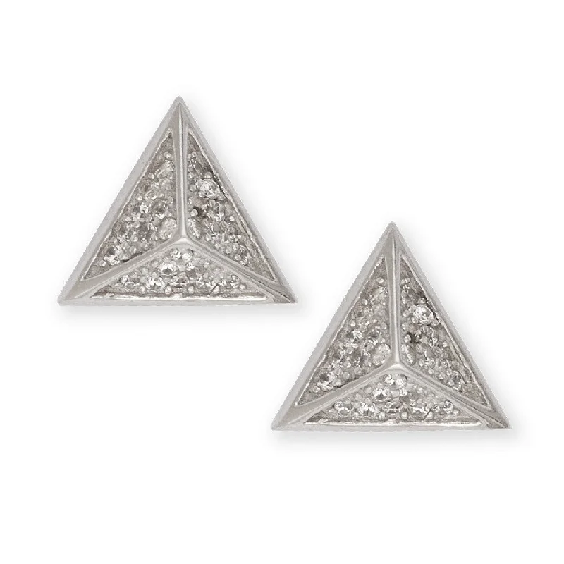 African Stud Earrings with Culture -Sterling Silver CZ Pyramid Style Stud Earrings