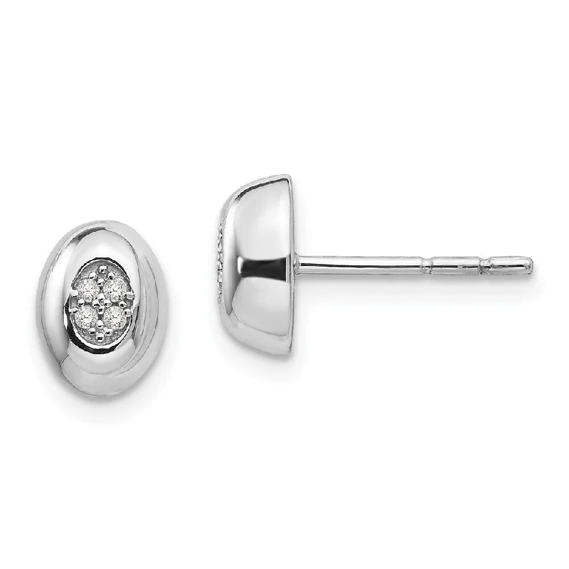 Hippie Stud Earrings with Beads -Sterling Silver Diamond Stud Earrings (L-9 mm, W-7 mm)