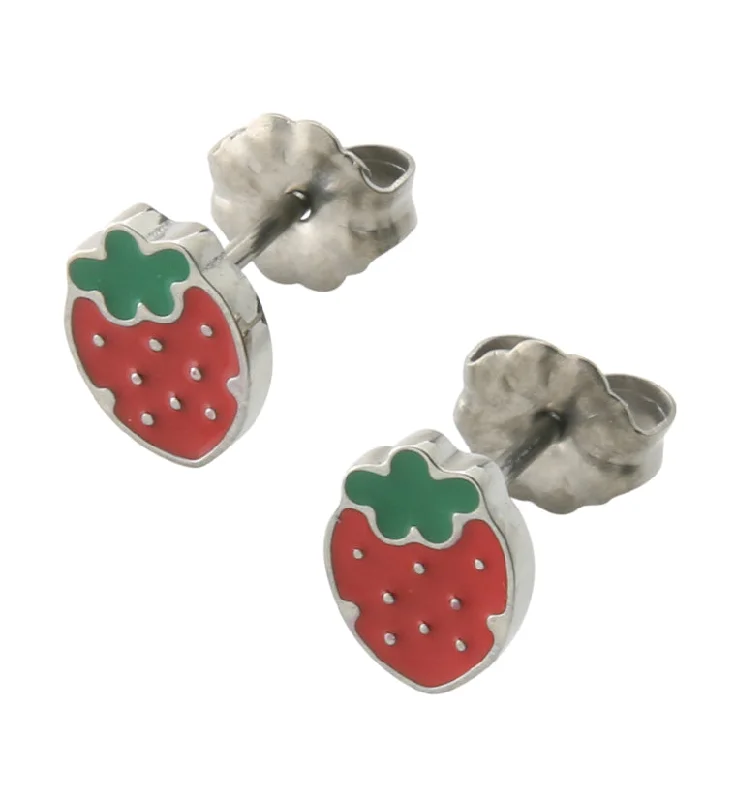 Pearl Stud Earrings for Elegance -Strawberry Titanium Stud Earrings