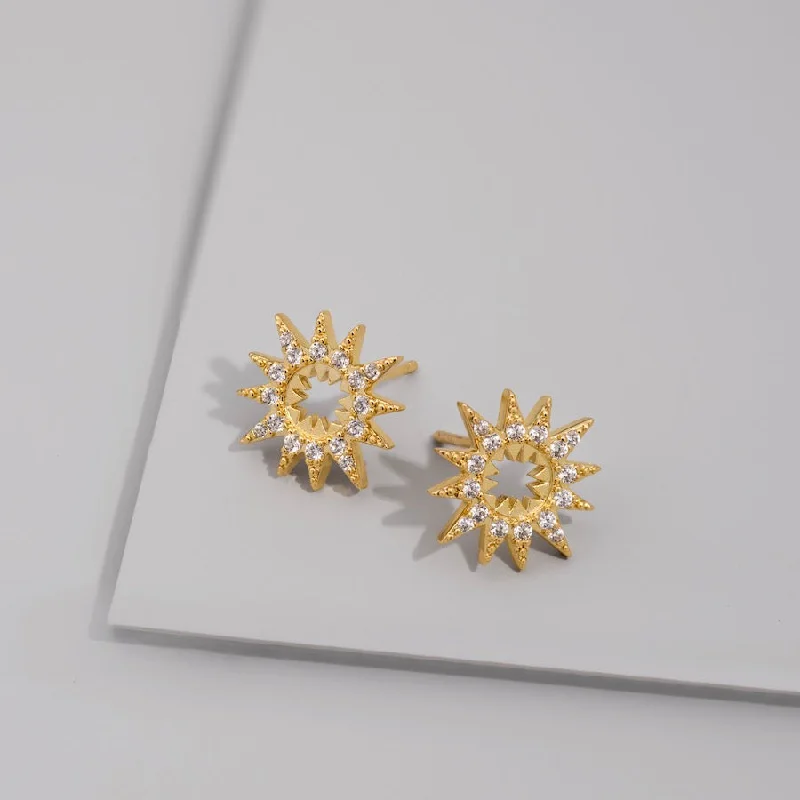 Stud Earrings for Graduation Day -Sunlit Gold Stud Earrings