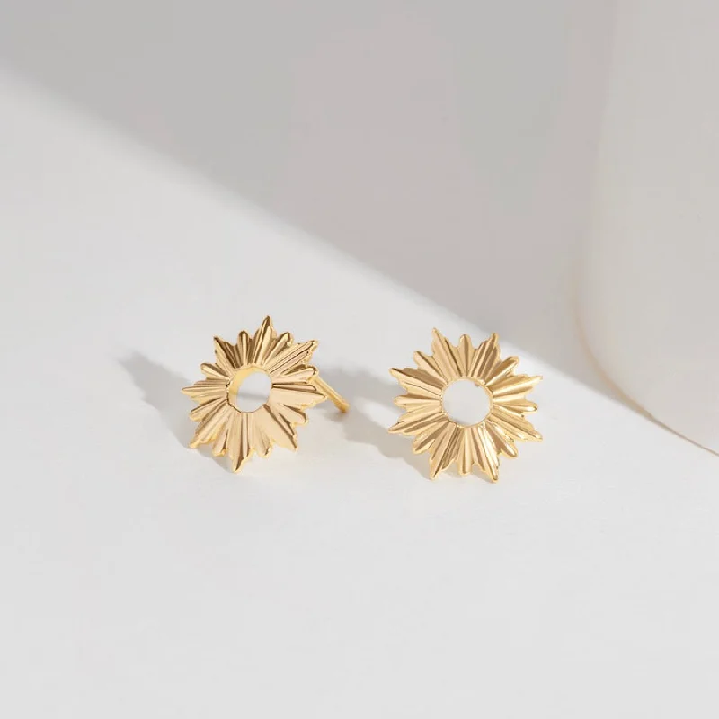 Stud Earrings with Matte Finish -Sunseeker 14K Gold Vermeil Stud Earrings