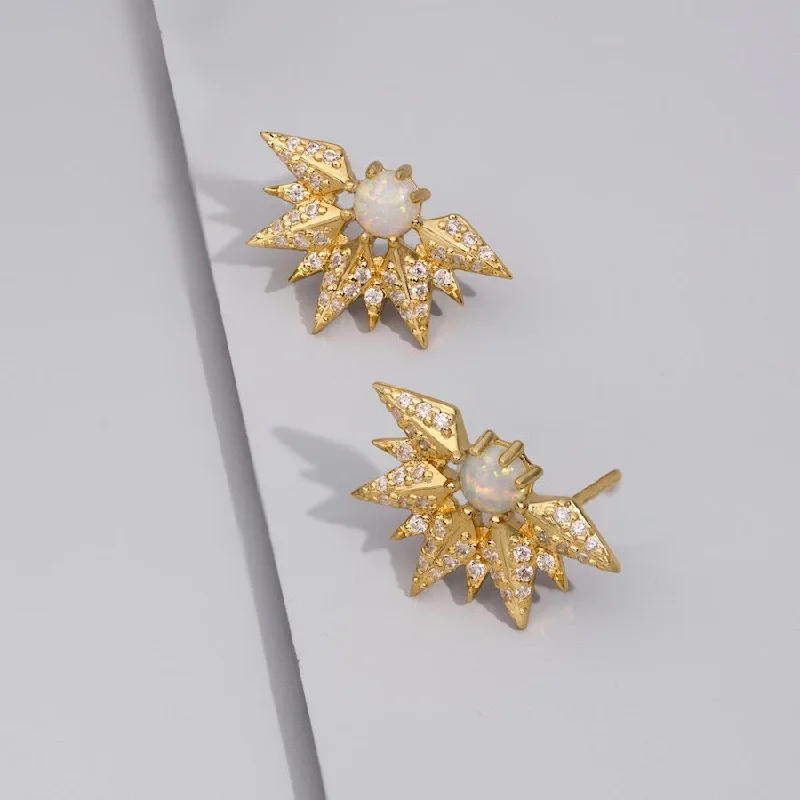 Stud Earrings for Casual Outfit -Sunseeker Horizon 14K Gold Vermeil Stud Earrings