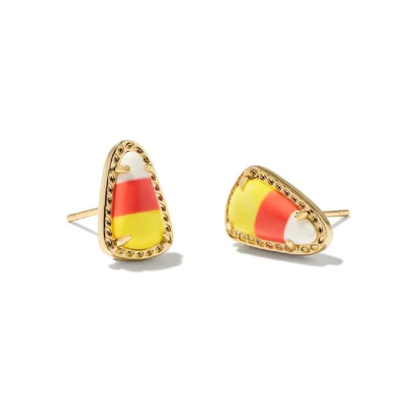 Tarnish Resistant Stud Earrings for Longevity -Yellow Gold Plate Candy Corn Magnesite Stud Earrings by Kendra Scott