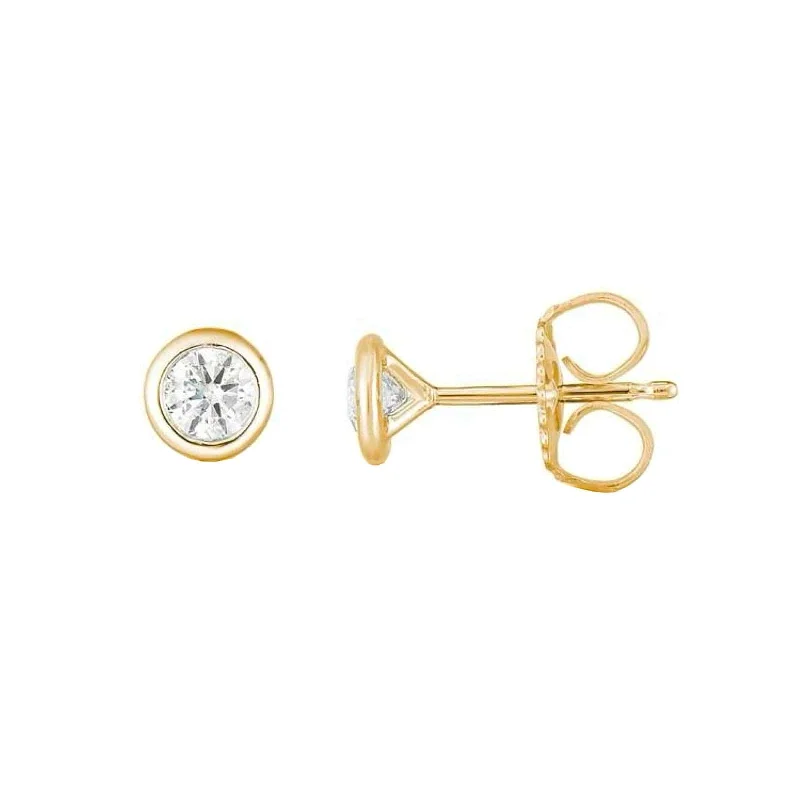 Stud Earrings with Crown Designs -Diamond Bezel Set Stud Earrings