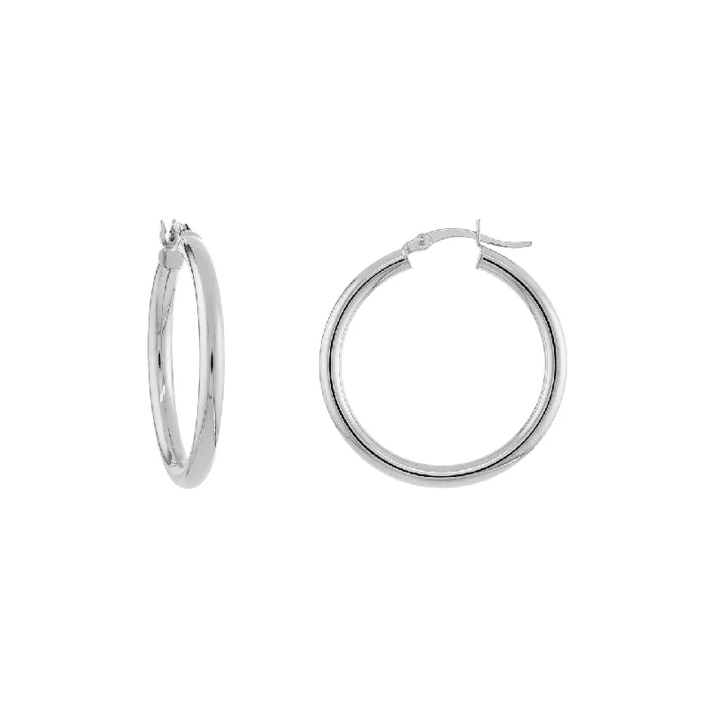 Drop Earrings for Wedding Ceremony -3mm x 30mm Polished Hoop Earrings