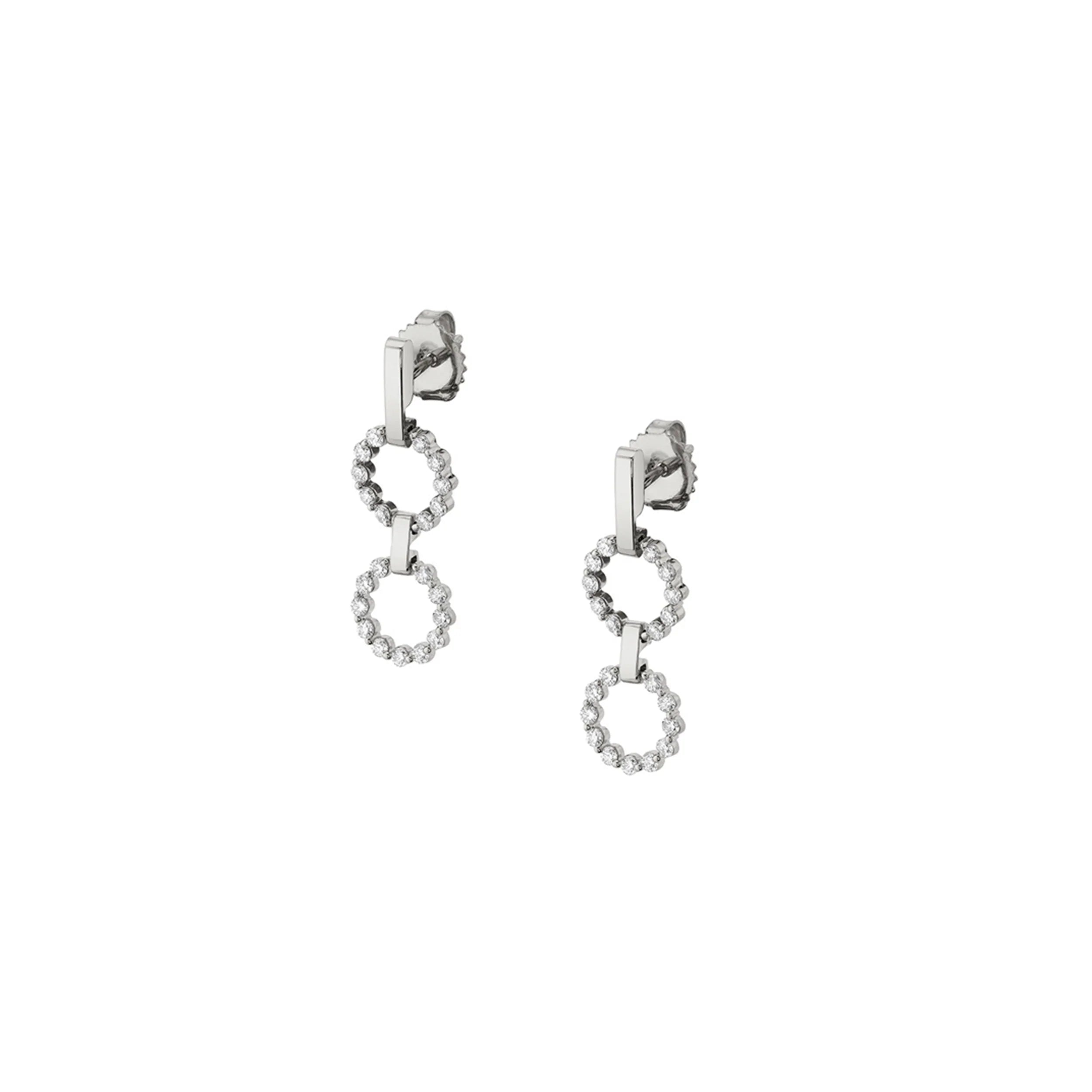 Studded Drop Earrings with Gemstones -14 Karat White Gold Drop Diamond Earrings