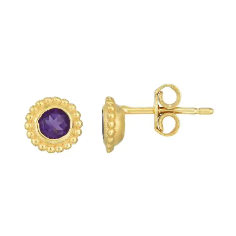 Adjustable Drop Earrings for Custom Fit -14k Gold Amethyst Stud Earrings