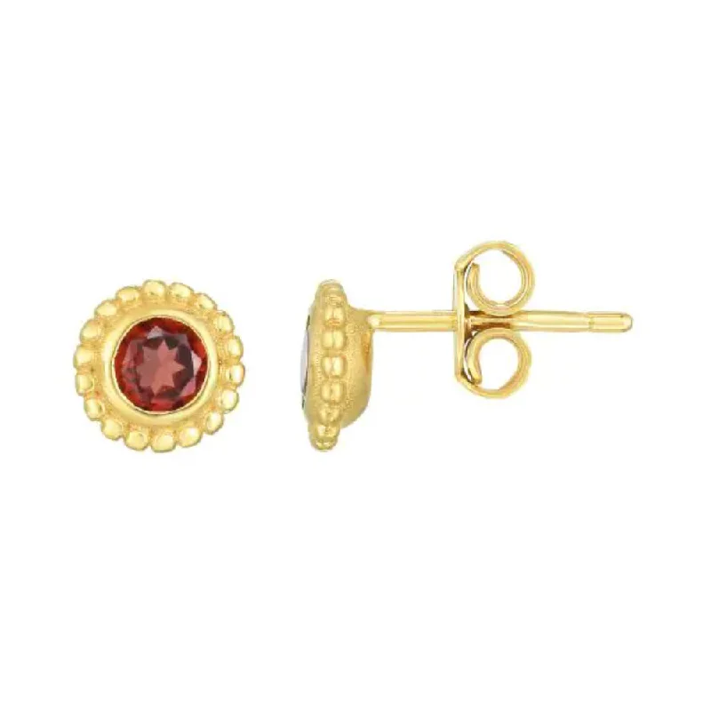 Magnetic Closure Drop Earrings for Easy -14k Gold Garnet Stud Earrings