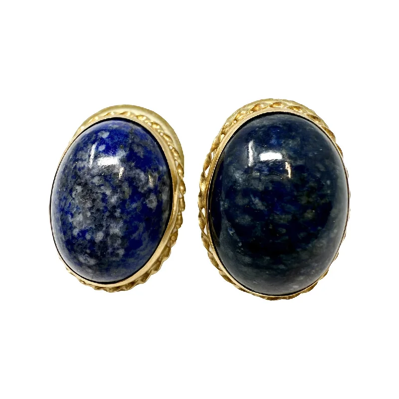 Drop Earrings for Travel Look -14K Gold Oval Earrings with Lapis