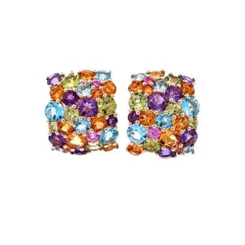 Studded Drop Earrings with Gemstones -14k Multi Stone Pallette Earrings