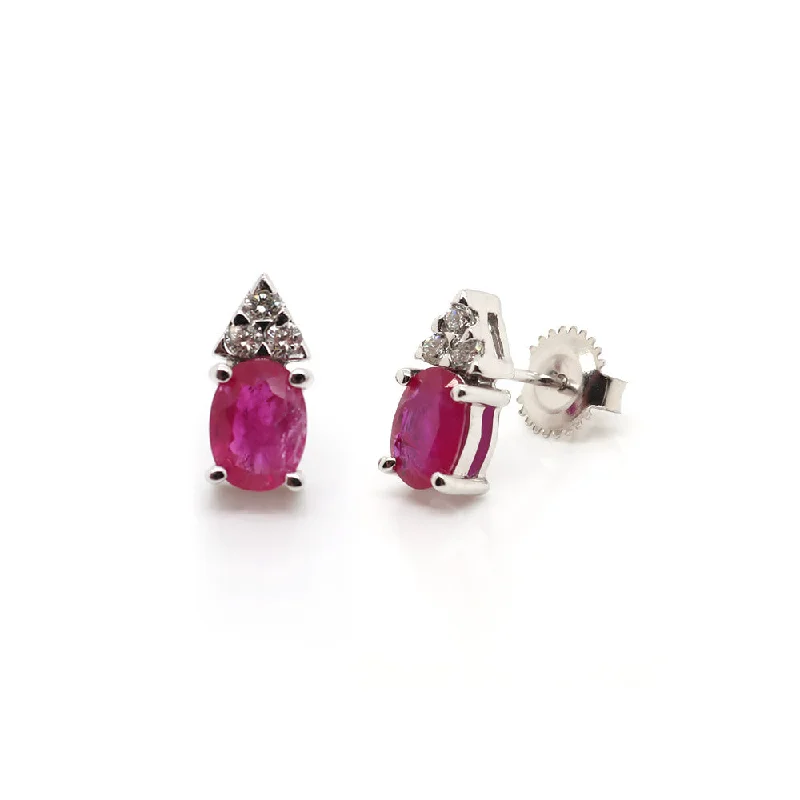 Drop Earrings for Work Attire -14k Ruby and Diamond Earrings