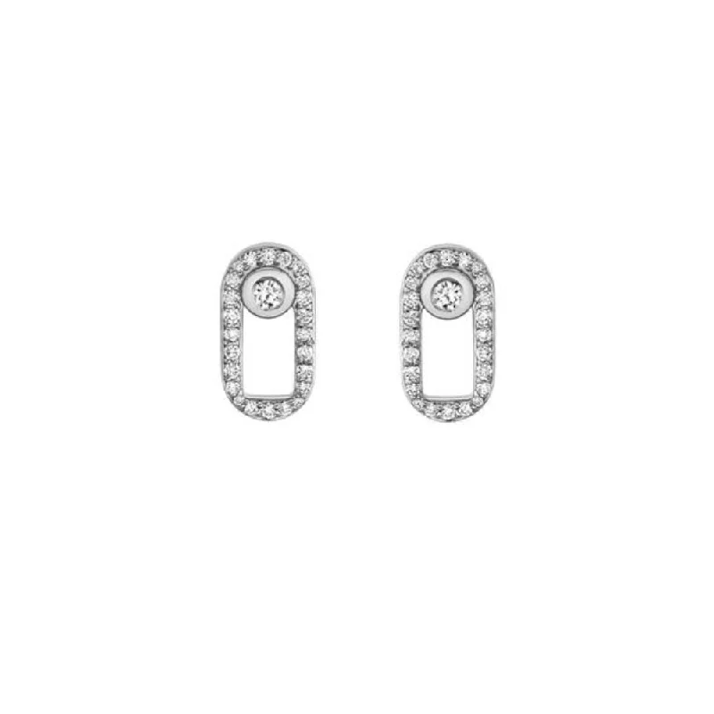 Drop Earrings for Festival Style -14K White Gold Diamond Pave Stud Earrings