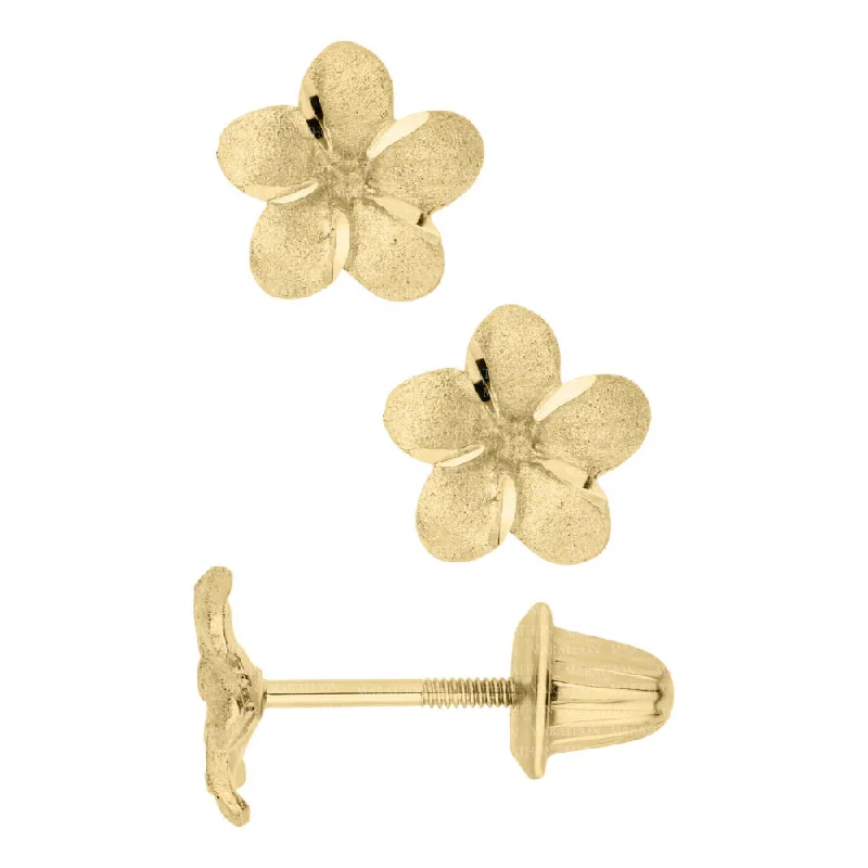 Hippie Drop Earrings with Beads -14k Yellow Gold Childs Flower Earrings