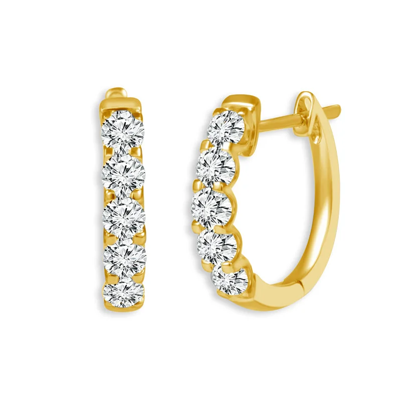 Detachable Drop Earrings with Charms -14K Yellow Gold 1.50ctw Diamond Huggie Earrings