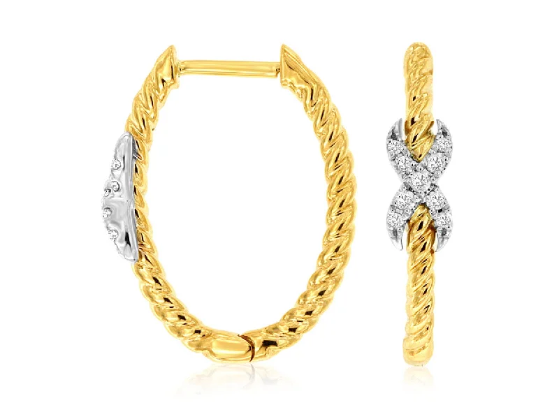 Punk Drop Earrings with Spikes -14K Yellow Gold Diamond Infinity Hoop Earrings