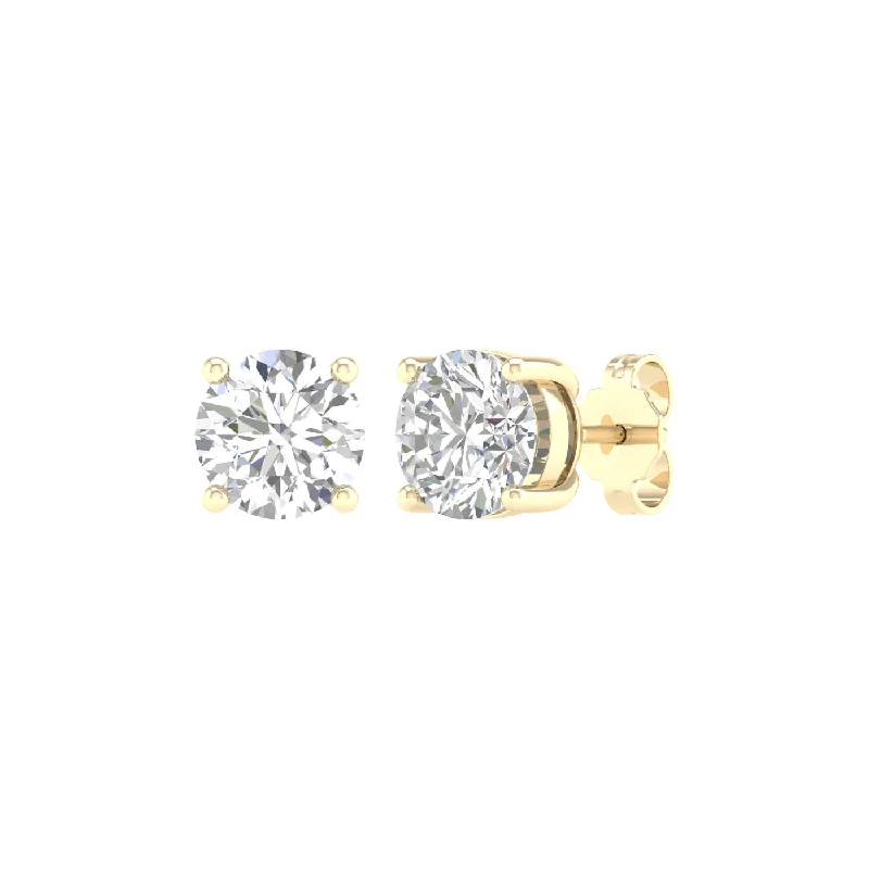 Drop Earrings for Fitness Activities -14K Yellow Gold 3.06ctw Lab Grown Round Diamond Stud Earrings