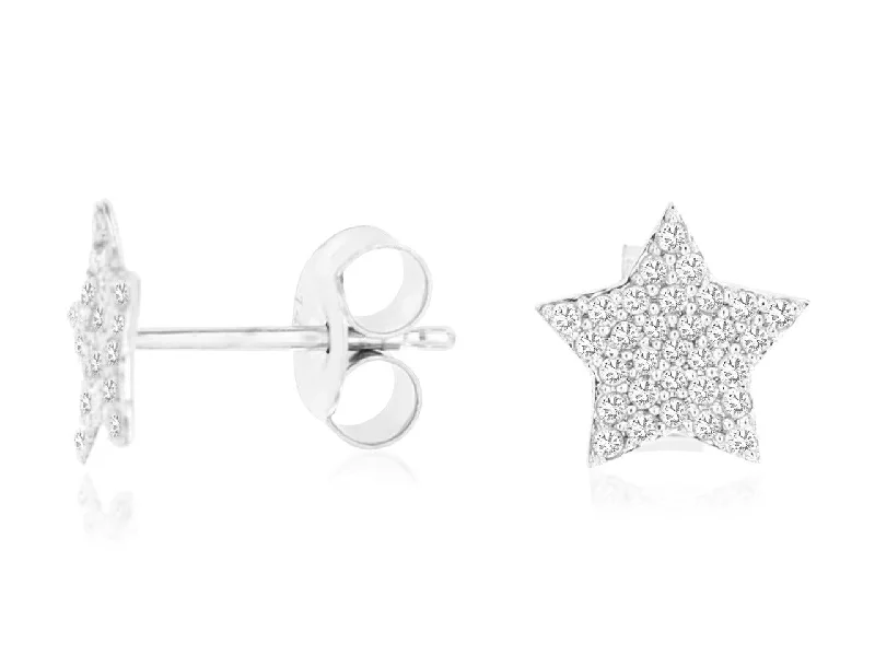 Pearl Drop Earrings for Elegance -14K White Gold Diamond Star Earrings