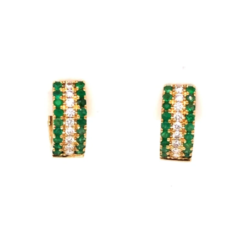 Beaded Drop Earrings for Party -18k Emerald & Diamond Hoop Earrings