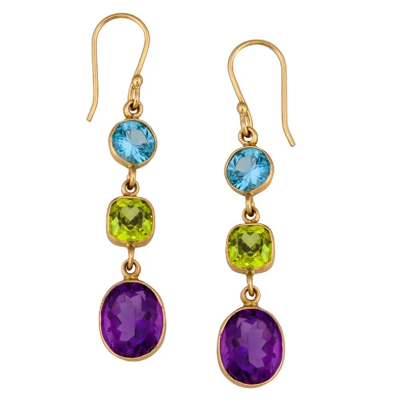 Drop Earrings with Floral Motifs -Alchemia Multi-Gemstone Earrings