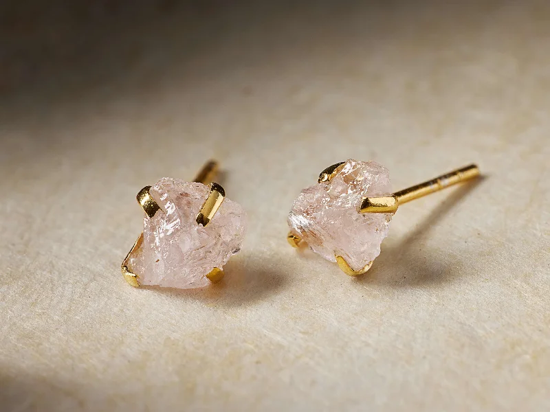 Drop Earrings with Chevron Designs -Alvita Morganite Stud Earrings