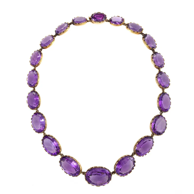 Drop Earrings for Concert Look -Amethyst Rivière Necklace and Earrings Suite