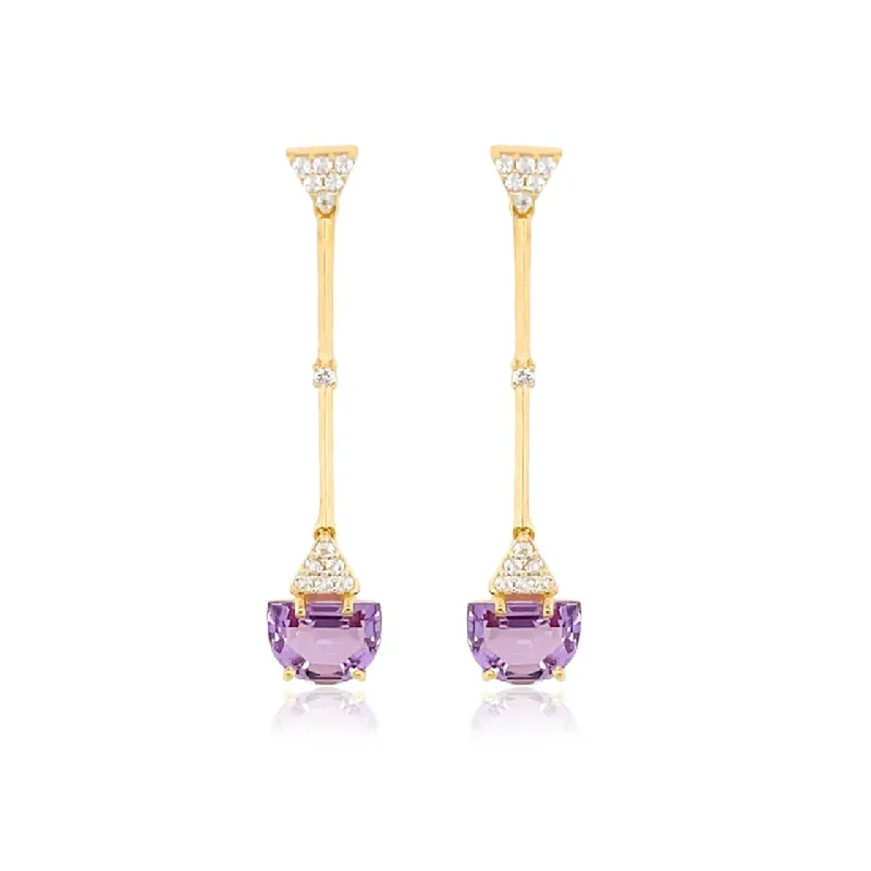 Drop Earrings with Infinity Symbols -Amethyst & White Topaz Earrings