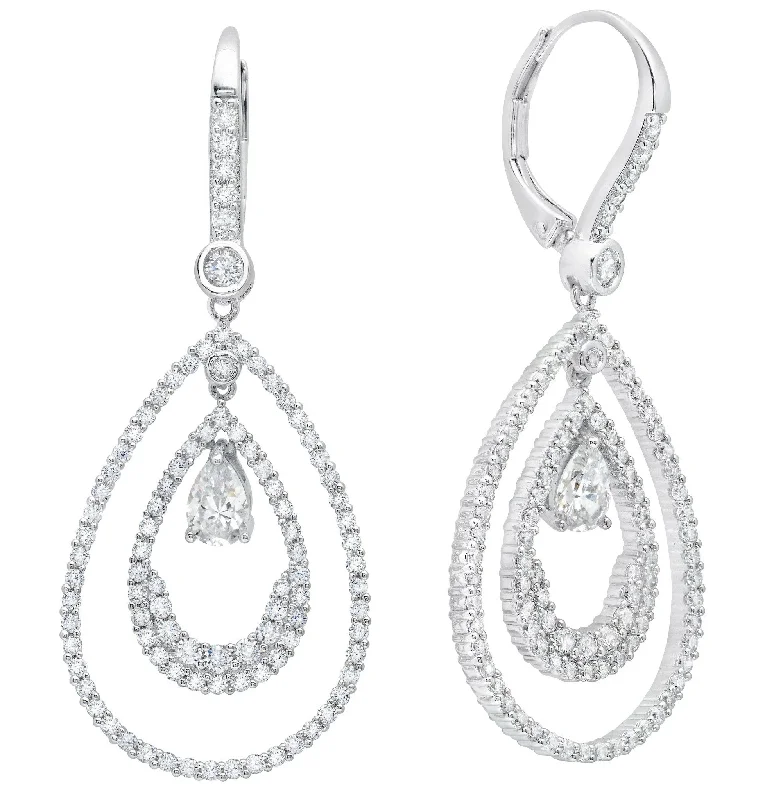 Drop Earrings for Casual Outfit -Andrew Prince by Crislu Pear Shape Double Loop Drop Earrings