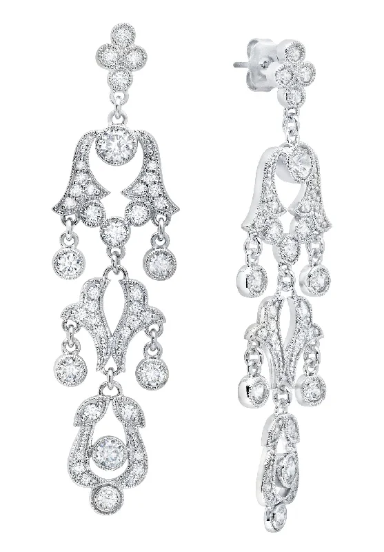 Drop Earrings with Star Motifs -Andrew Prince by Crislu Tapered Scroll Drop Earrings