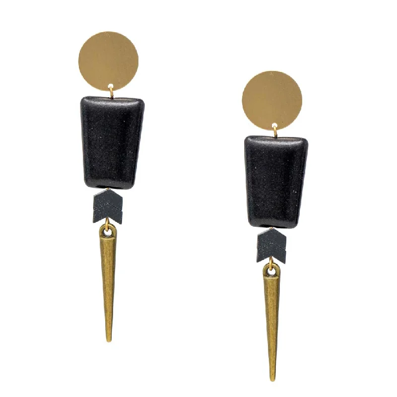 Drop Earrings for School Uniform -Art Deco Hematite Earrings