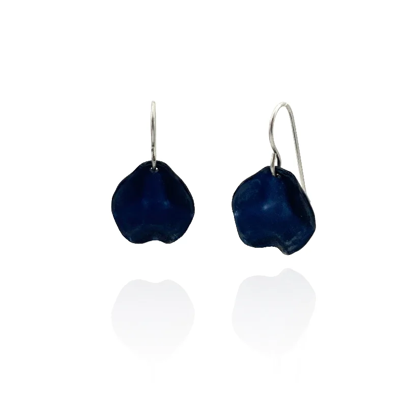 Hypoallergenic Drop Earrings for Sensitive -Black Petal Earrings - Hook