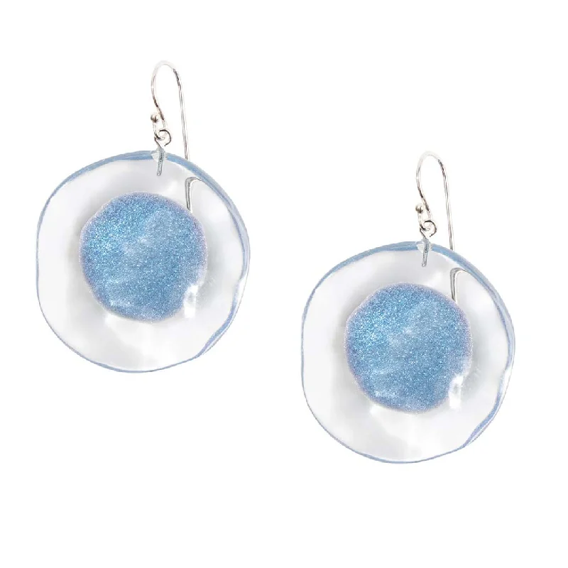 Drop Earrings with Embossed Patterns -Blue Flora Resin Earrings