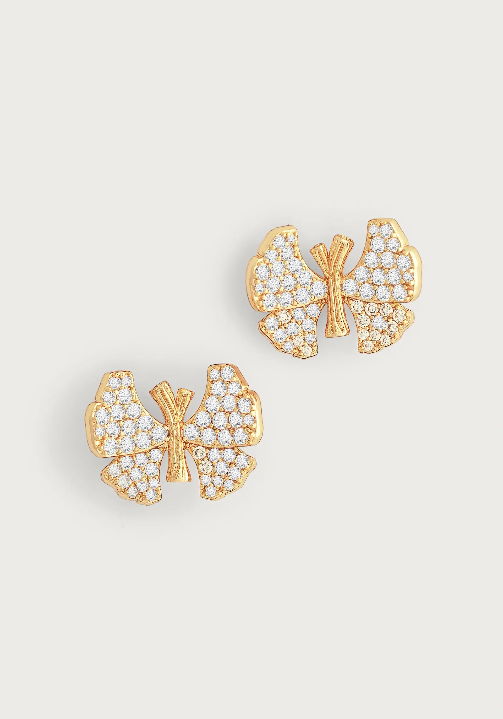 Drop Earrings with Vine Designs -Butterfly White Pavé Stud Earrings