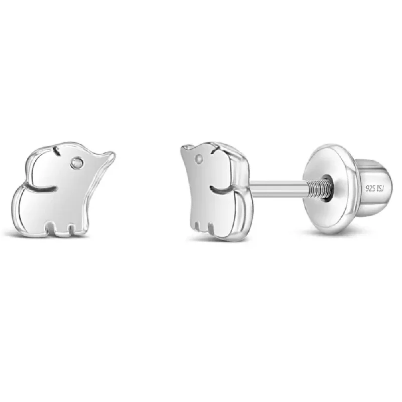 Drop Earrings for Christmas Party -Children's Sterling Silver Baby Elephant Stud Earrings