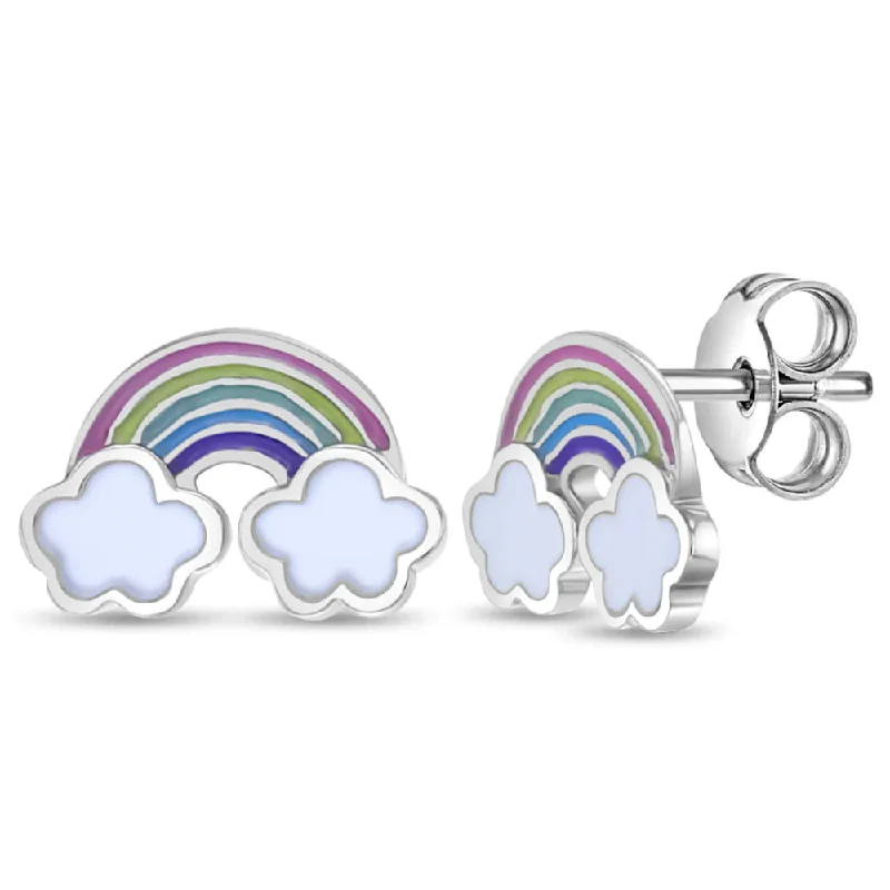 Drop Earrings for Party Look -Children's Whimsical Rainbow Children's Earrings